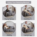 Bean Bag Sofa with High-Density Foam and Faux Fur Fabric, Compressed Sofa Oversized Fluffy Loveseat for Adults, 75" L x 42.5" W x 28.5" H, Grey