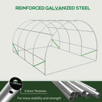 20' x 10' x 7' Walk-In Tunnel Greenhouse with Zippered Door & 8 Mesh Windows, Large Garden Green House Kit, Galvanized Steel Frame, Green