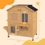 2-story Cat House Outdoor, Weatherproof Wooden Cat Enclosure for Feral Cats with Escape Door, Openable Roof, Jumping Platforms, Natural