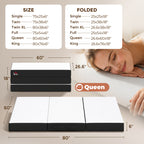 Trifold Mattress, 6 Inch Memory Foam Mattress for Guest, Camping, RV, Travel, Yoga, Made in USA, 80" x 60" x 6"