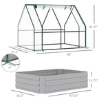 Raised Garden Bed with Cover, Outdoor Galvanized Metal Planter Box Kit, 4 x 3 ft Mini Greenhouse with 2 Large Screen Windows, for Growing Flowers, Vegetables and Herbs, Clear