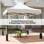 10' x 10' Replacement Canopy Top for Pop Up Canopy Tent with 4 Sand Bags, UPF50+ Protection, White
