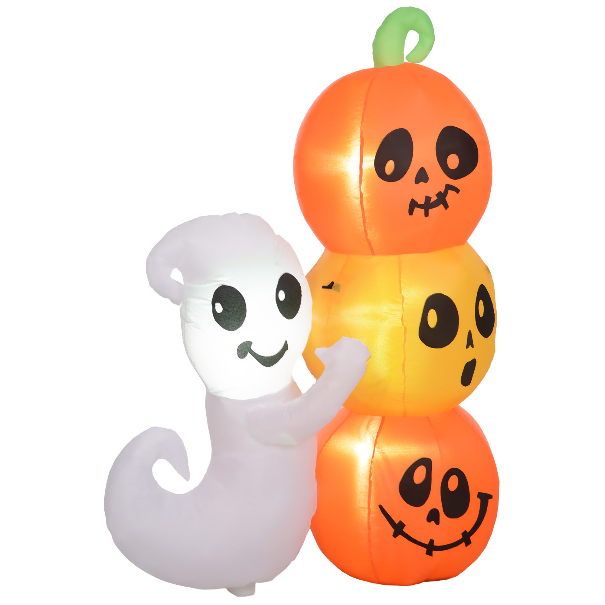 5ft Inflatable Halloween Ghost and Pumpkin, Blow Up LED Display for Garden Indoor Outdoor