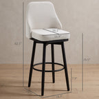 Bar Height Bar Stools Set of 2, Modern 360° Swivel Kitchen Chairs with Steel Legs and Footrest, 29.5 Inch Seat Height Upholstered Barstools for Kitchen Island, Cream White
