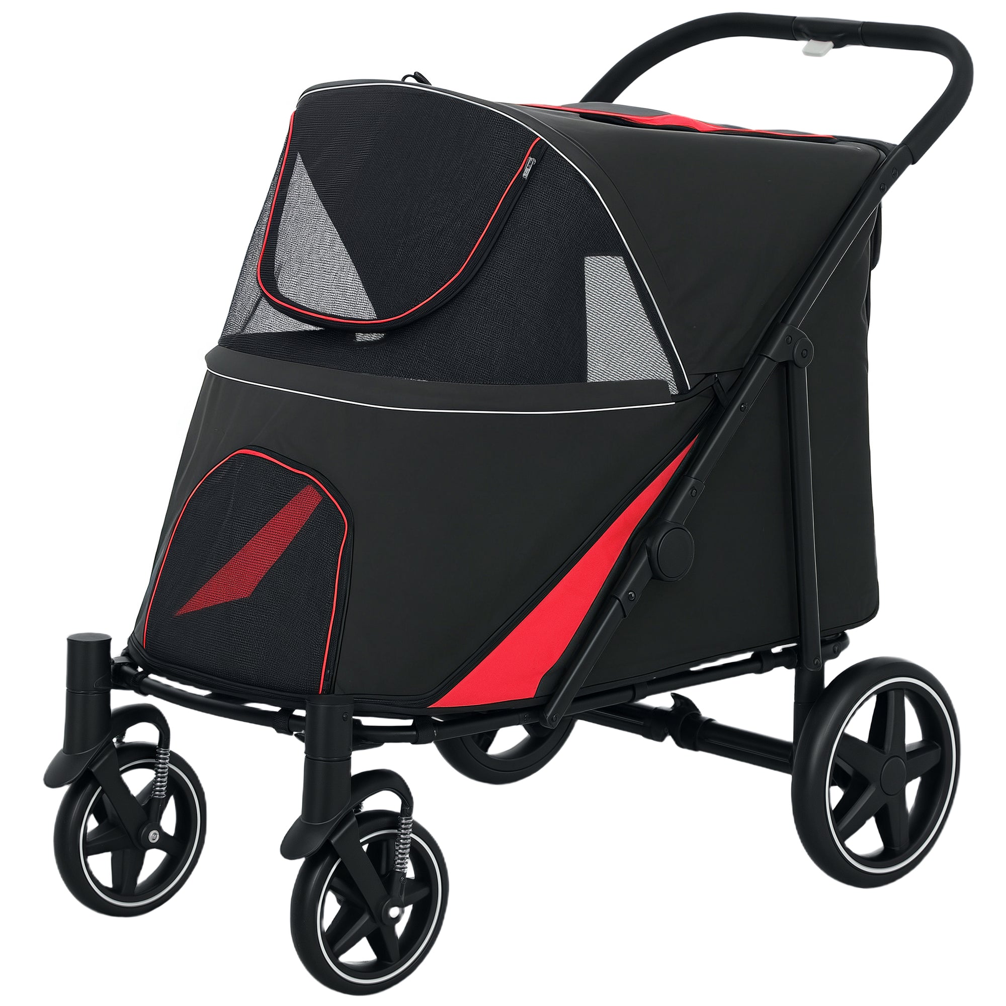 One-Click Foldable Dog Stroller for M, L Dogs, Pet Stroller, Black