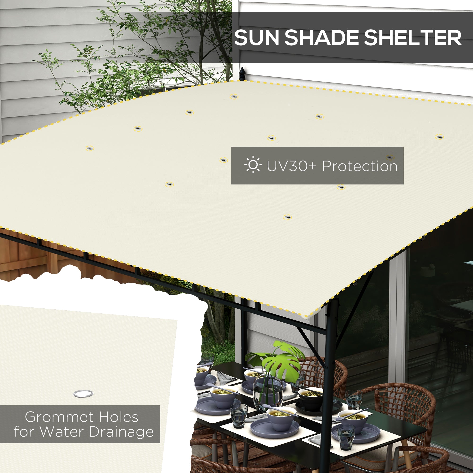 10' x 13' Outdoor Pergola Gazebo, Garden Sun Shade Shelter with Metal Frame for Porch, Patio, Deck, Backyard, Cream