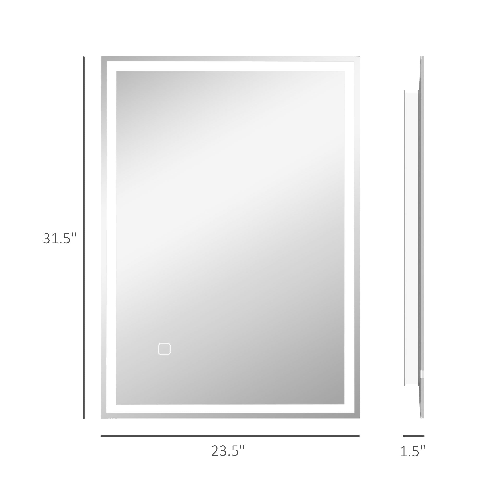 32" x 24" Bathroom Mirror with LED Lights, Dimmable Makeup Mirror, Vanity Mirror with 3 Colors, Smart Touch