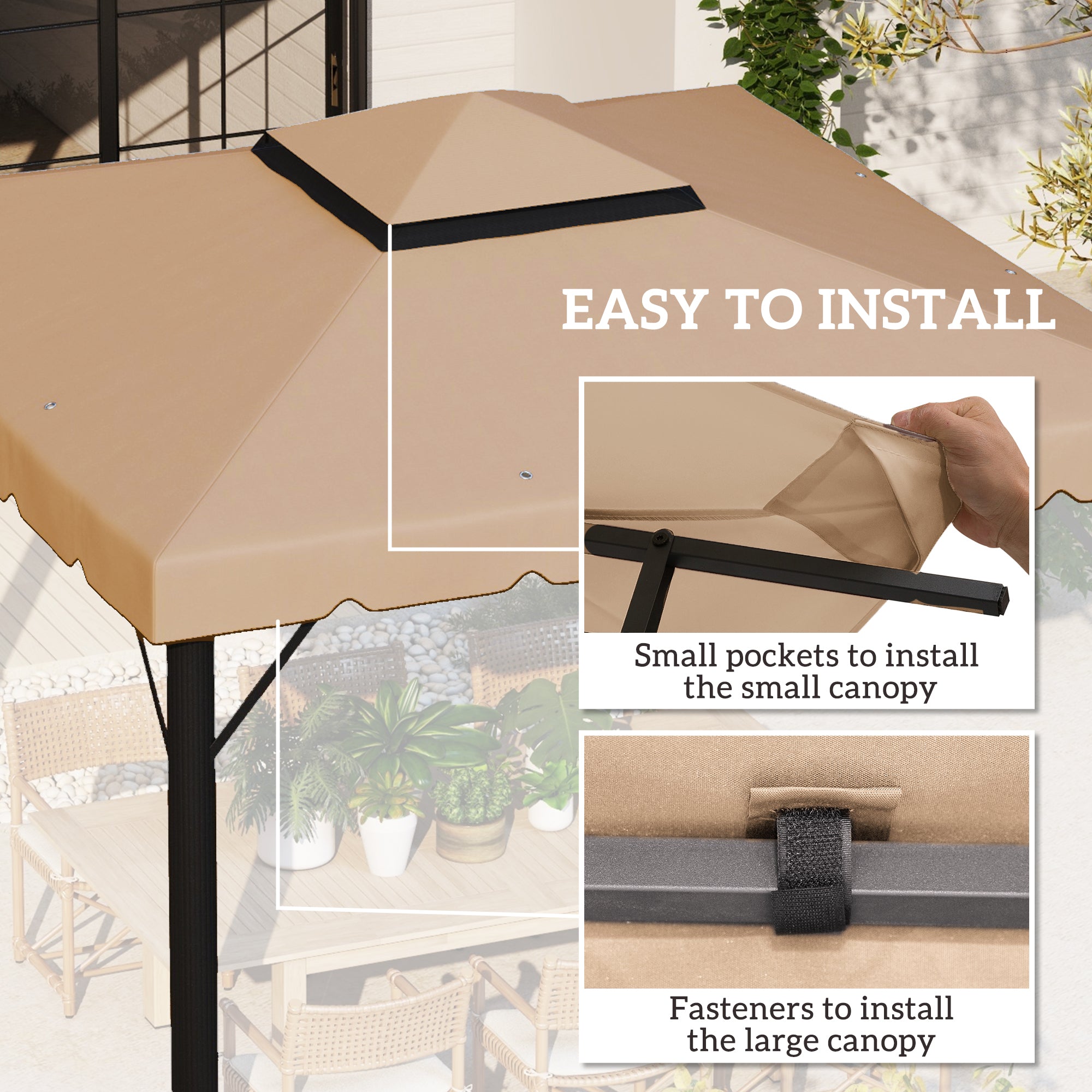 Model 84C-051 or 84C-269 10' x 10' Gazebo Replacement Canopy, Khaki