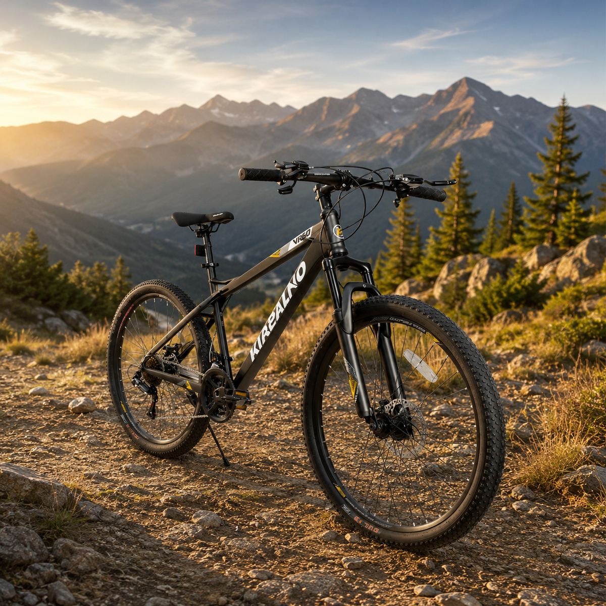 26" Mountain Bike with 21-Speed High-Carbon Steel Frame, Dual Disc Brakes, Adjustable Seatpost, 67" L x 26.5" W x 38.5" H, Black+Gray