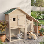 55" L 2-Tier Wooden Rabbit Hutch Bunny Cage