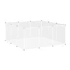 Pet Playpen DIY Small Animal Cage Open Enclosure Portable Plastic Fence 12 Panels for Guinea Pig Hedgehog White, 18" x 14"