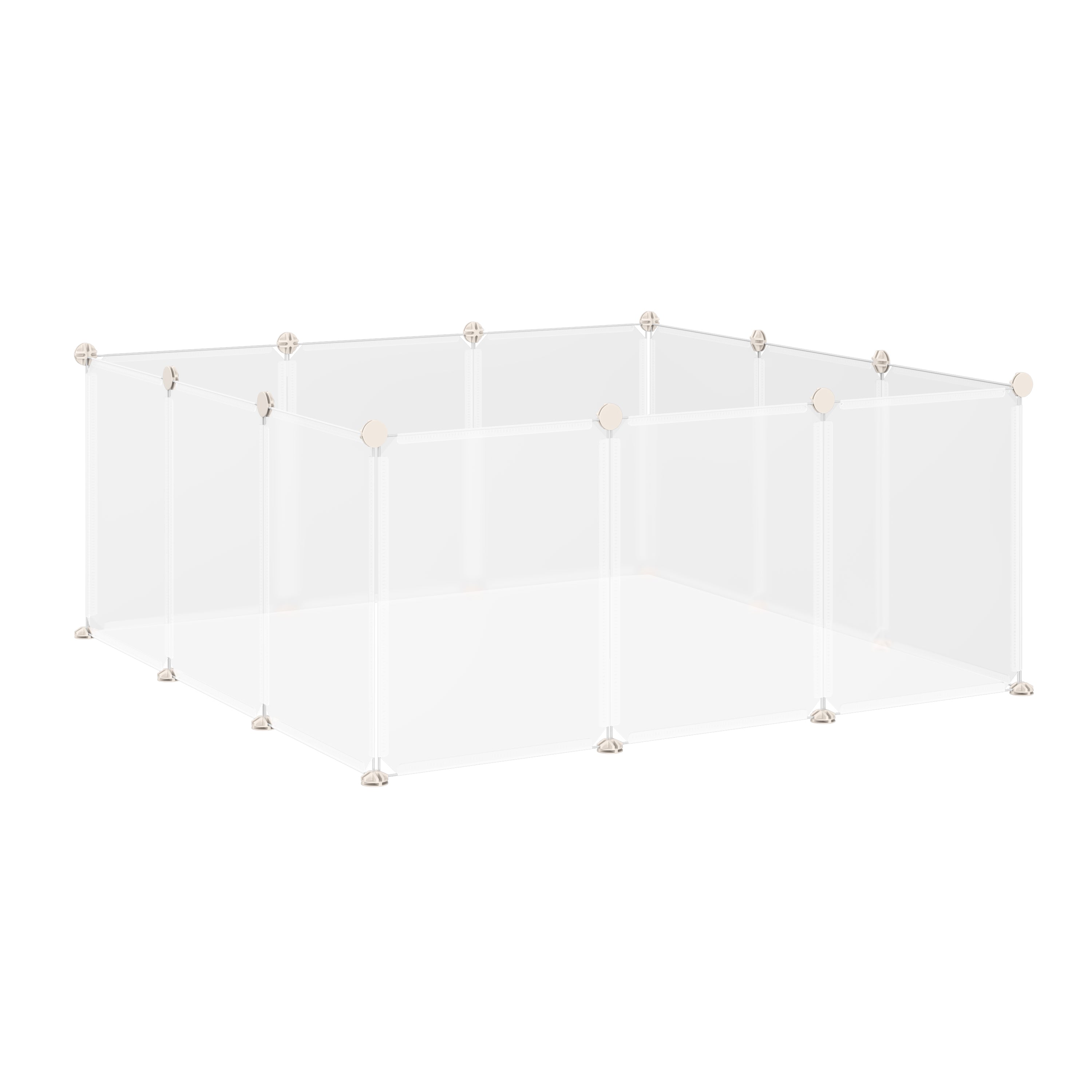 Pet Playpen DIY Small Animal Cage Open Enclosure Portable Plastic Fence 12 Panels for Guinea Pig Hedgehog White, 18" x 14"