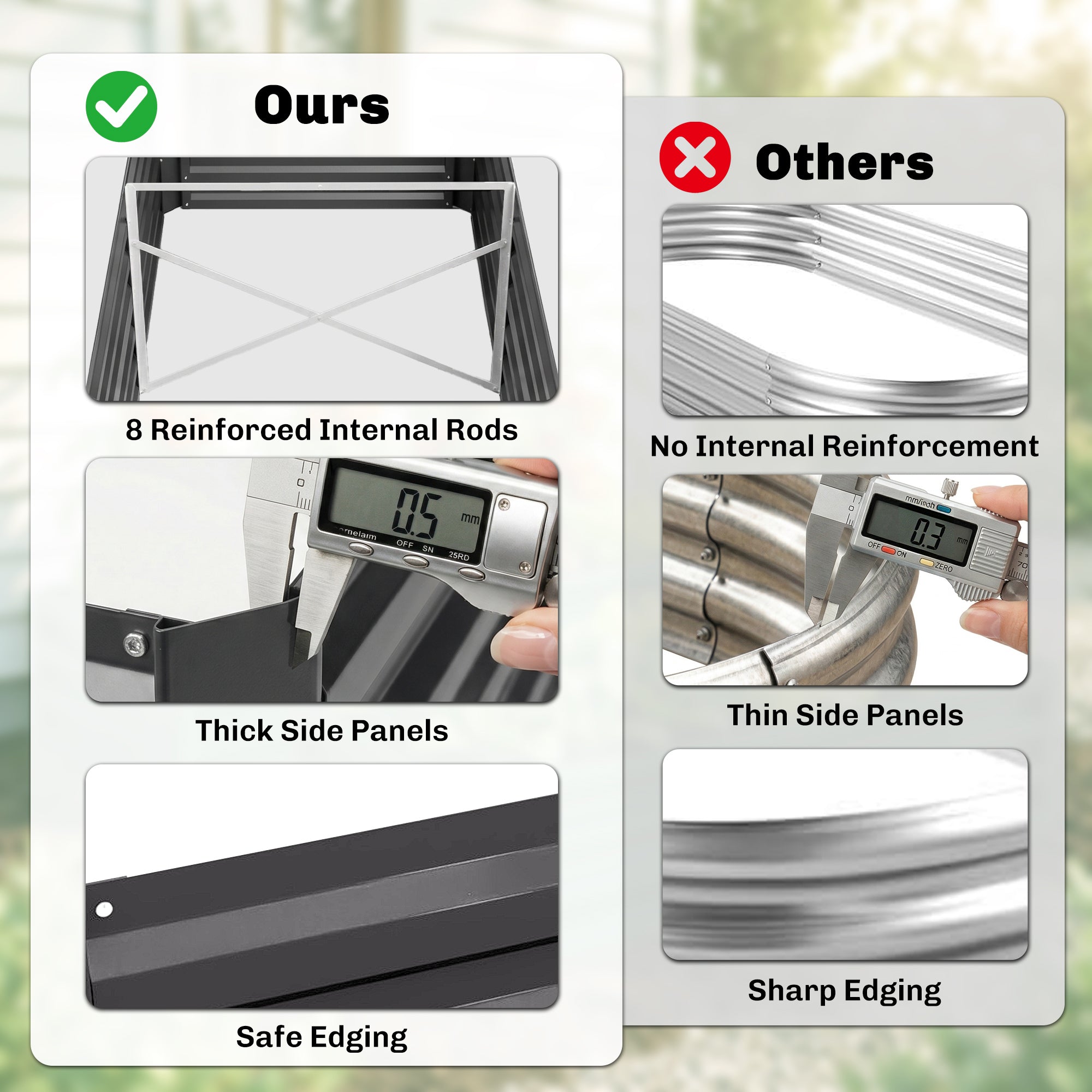Galvanized Raised Garden Bed, Steel Outdoor Planters with Reinforced Rods, 71" x 36" x 23", Dark Gray