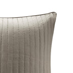Embroidered Cotton Quilted Euro Sham with Hidden Zipper, Machine Washable Farmhouse Style Pillow Cover, 26" L x 26" W x 0.25" H, Taupe