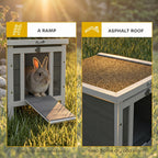 Small Wooden Rabbit Hutch Bunny Cage Guinea Pig Cage Duck House Dog House with Openable & Waterproof Roof, for Rabbits, Chickens, Ducks, Gray