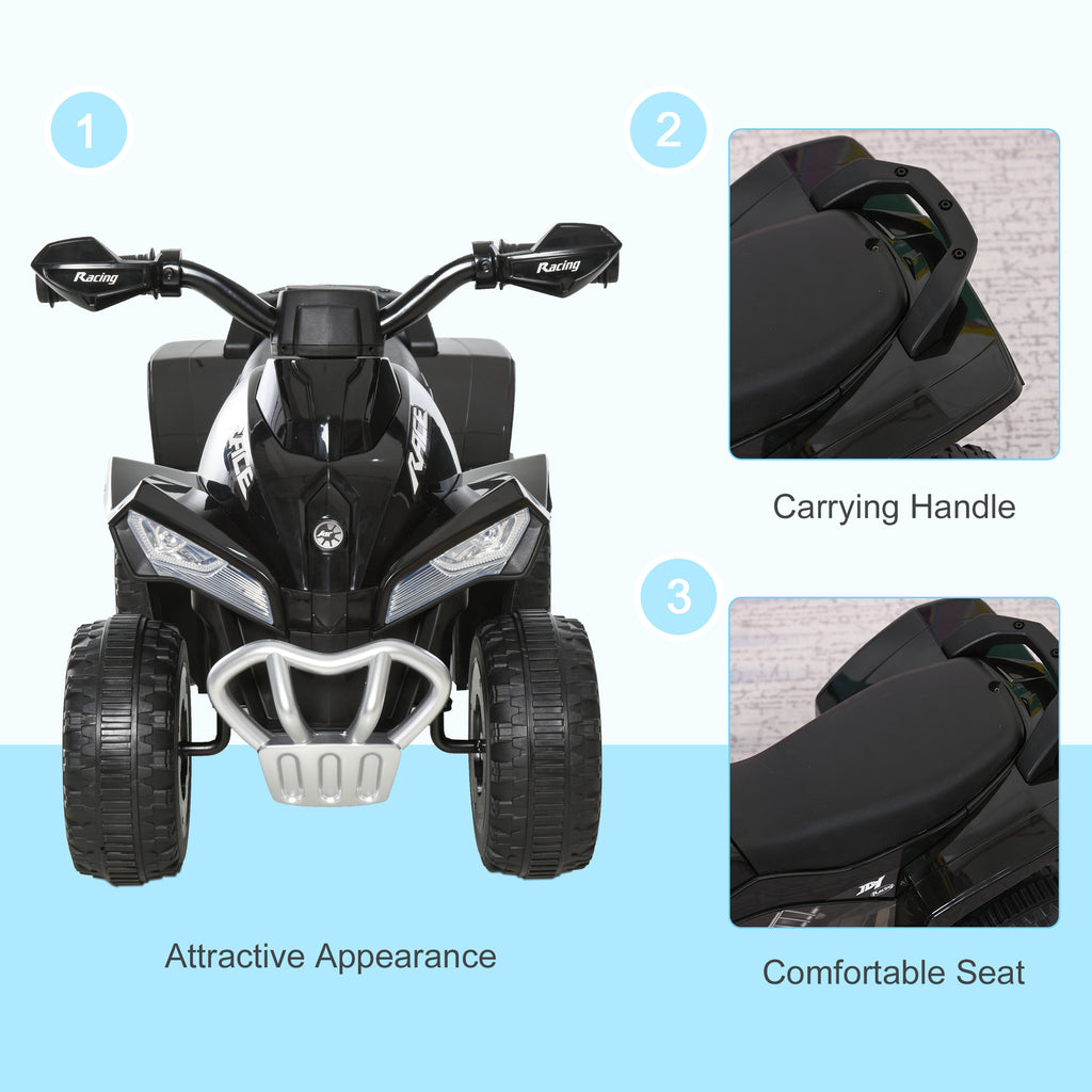 NO Power Kids Ride On Push Car, Ride Racer, Foot-to-floor Sliding Car, Walking ATV Toy with Music, Lights, for 1.5-3 Years Old, Black