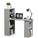 Compact Computer Desk with 6-Tier Storage Shelves, Writing Table Workstation with Bookshelf for Home Office, Gray
