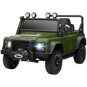 Licensed Electric Car for Kids with Remote Control, Dual Motors, Spring Suspension, LED Lights, Dark Green