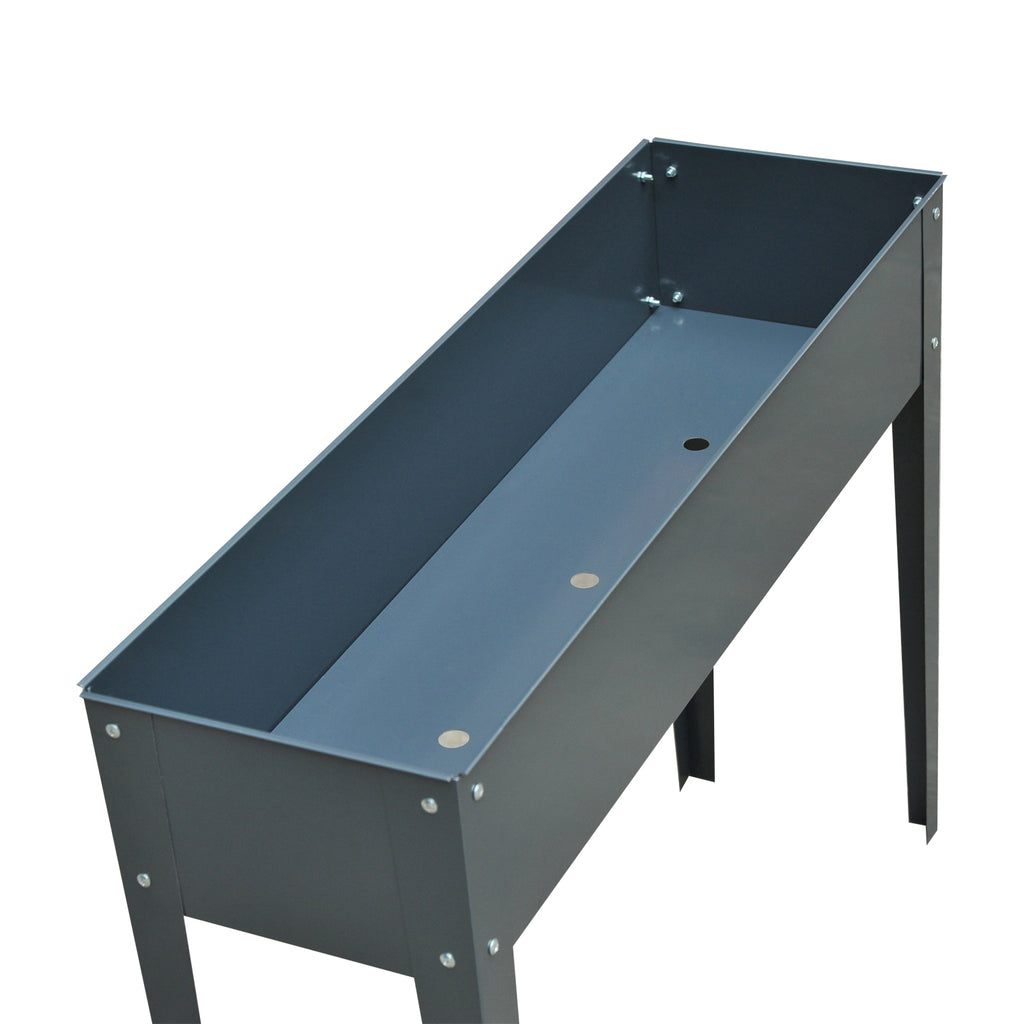 Metal Raised Garden Bed, Elevated Planter Box with Legs and Drain Holes, 39" x 12" x 32", Dark Gray
