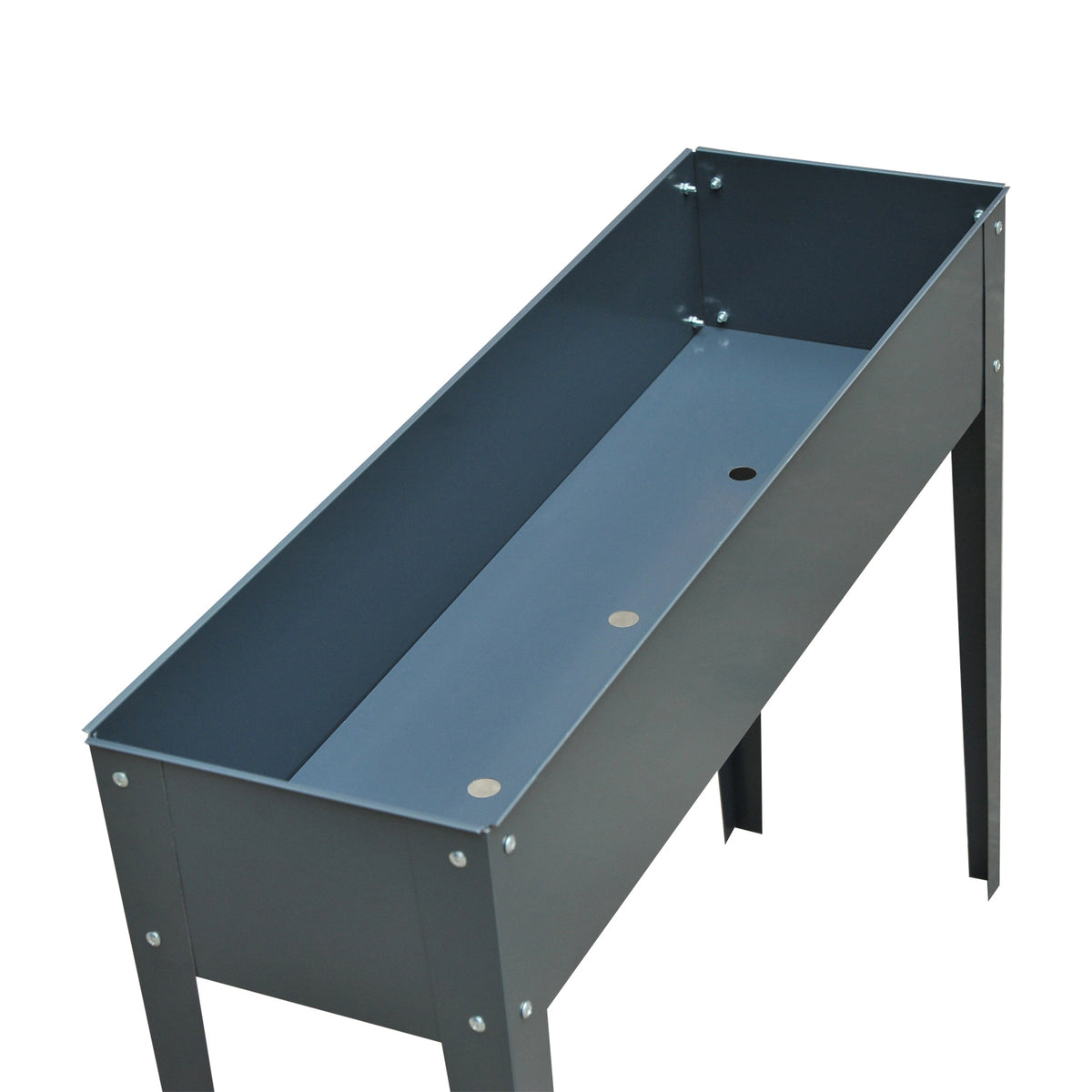 Metal Raised Garden Bed, Elevated Planter Box with Legs and Drain Holes, 39" x 12" x 32", Dark Gray