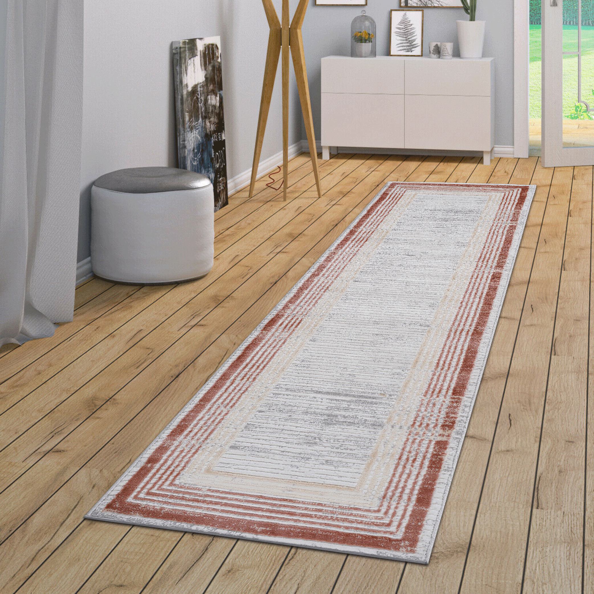Naar 2x8 Stain-Resistant Area Rug with Cotton Backing, Medium Pile Height, Stylish Kid and Pet-Friendly Carpet, 96" L x 26" W x 0.35" H, Brown
