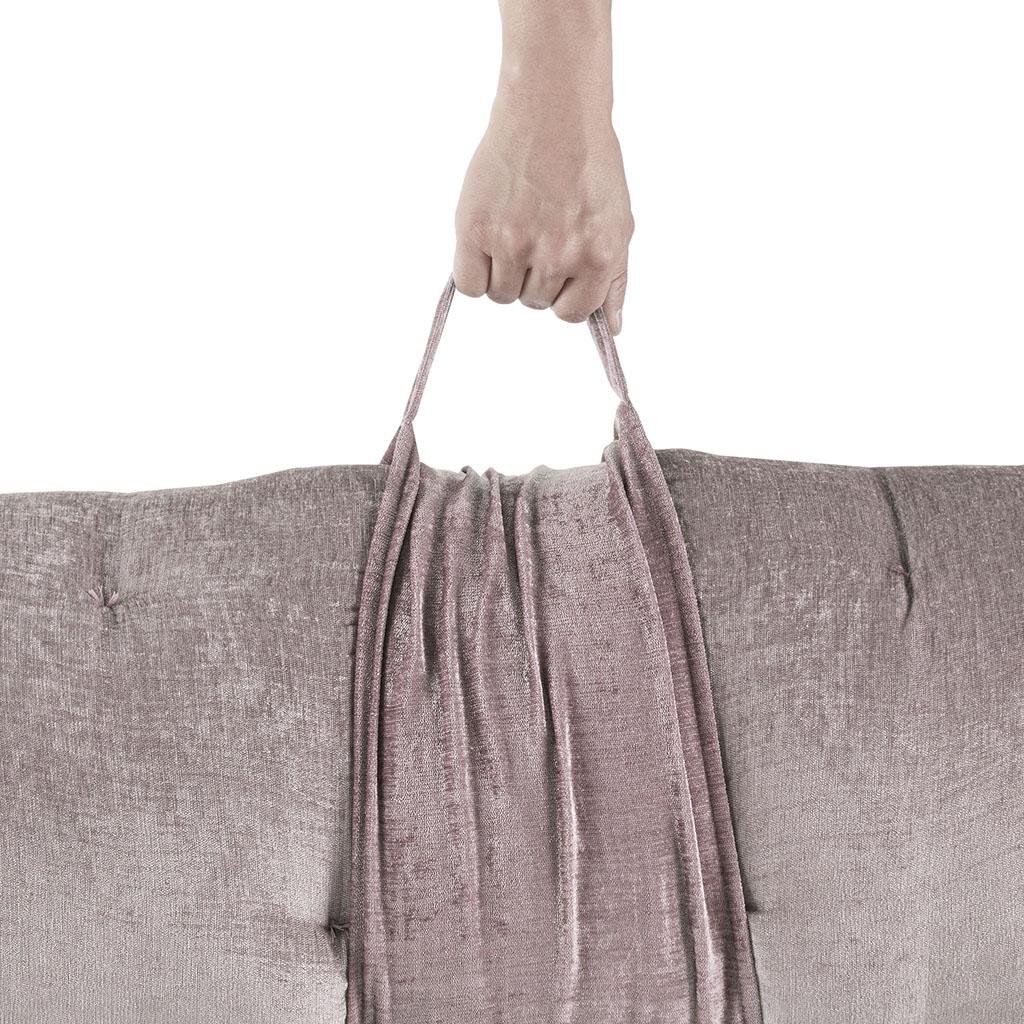 Poly Chenille Floor Pillow Cushion with Tufted Detailing, Travel Wrap, Lightweight Long Lounger for Reading, Relaxing, 74" L x 27" W x 3" H, Blush