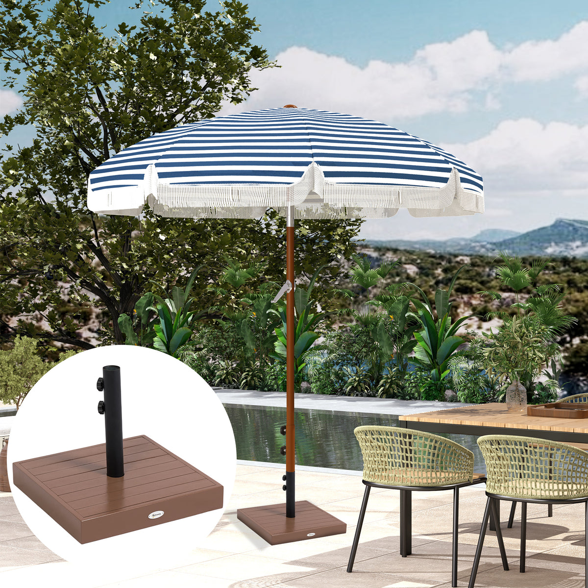 Patio Umbrella Base, 42 lbs. Concrete Heavy Duty Umbrella Base for 1.25/1.5" Poles, Coffee
