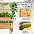 2 Tier Trellis Planter, Wooden Raised Garden Bed, Natural