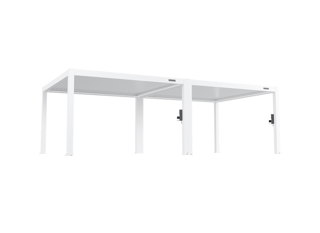 POWER+ PRO Gen 2 Motorized Pergola – 13' x 26' White, 6063-T5 Aluminum, Motorized Louvers, LED Lighting, IP68 Outlets