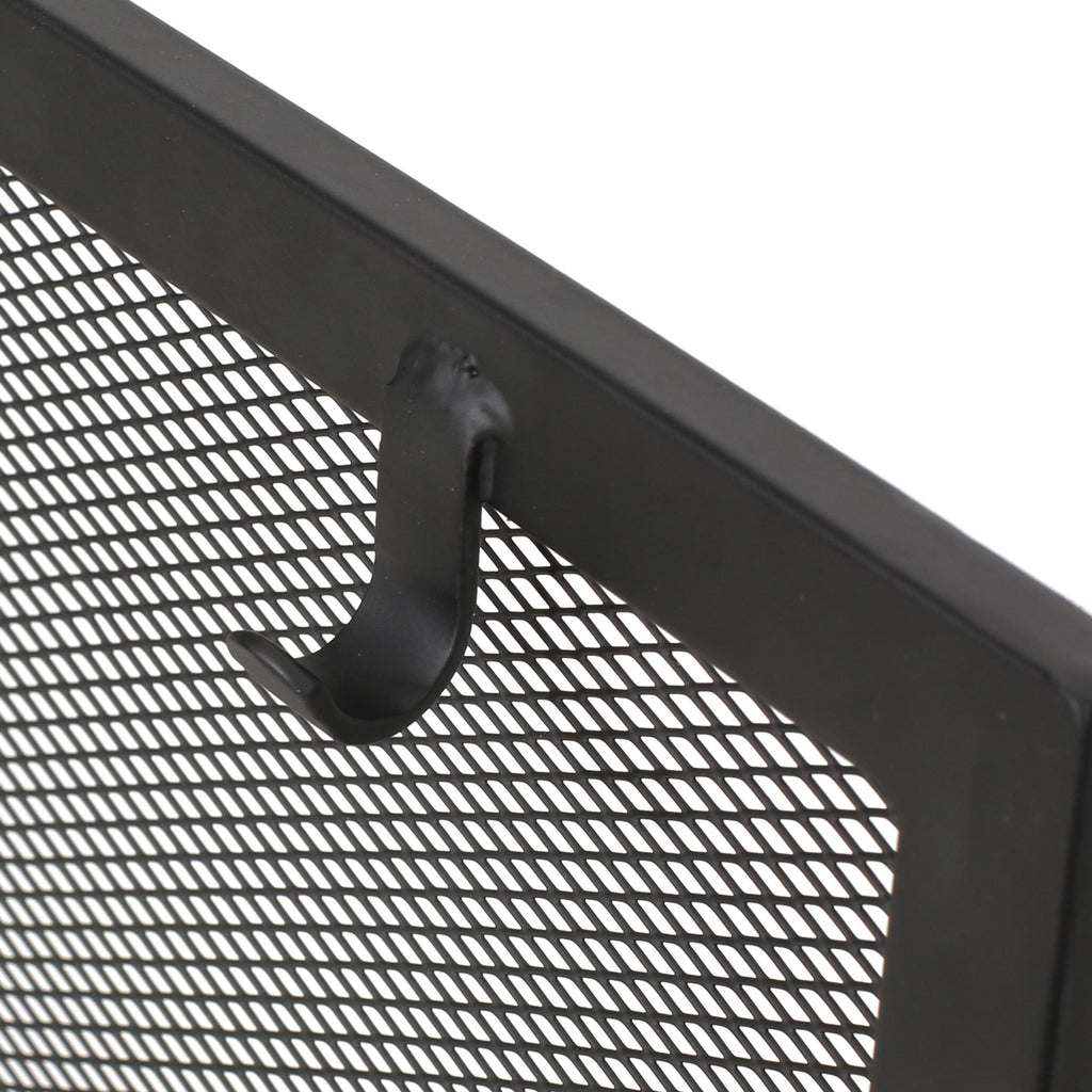 Iron Folding Fireplace Screen with Doors and 4-Piece Tool Set, Matte Finish, 50.5" x 5.5" x 32", Matte Black