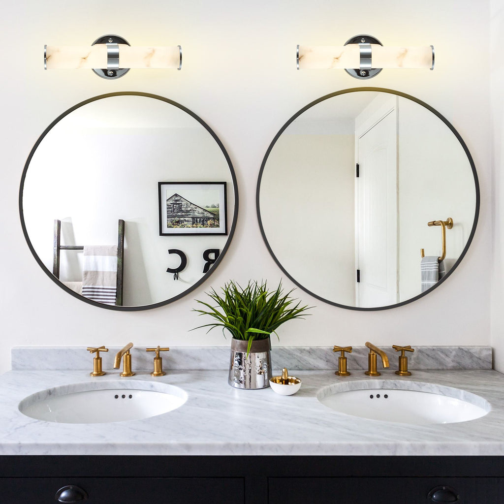 Set of 2 Resin Imitation Marble Wall Sconce, Modern Vertical Light Fixture for Bathrooms, Hallways, Bedrooms, 5" L x 5.5" W x 14" H, Silver