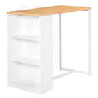 Modern Bar Table Counter Height Dining Table with 3 Storage Shelves for Kitchen, Dining Room, Living Room, White