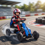 12V Electric Go Kart for Kids, Ride On Toy with EVA Tires, 2 Speeds, Adjustable Seat, Safety Belt for 3-8 Years, Blue