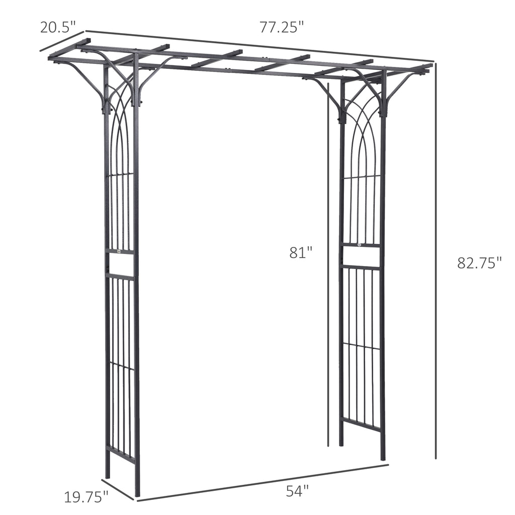 82'' Decorative Metal Garden Trellis Arch with Durable Steel Tubing & Elegant Scrollwork, Perfect for Weddings