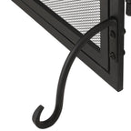 Iron Folding Fireplace Screen with Doors and 4-Piece Tool Set, Matte Finish, 50.5" x 5.5" x 32", Matte Black