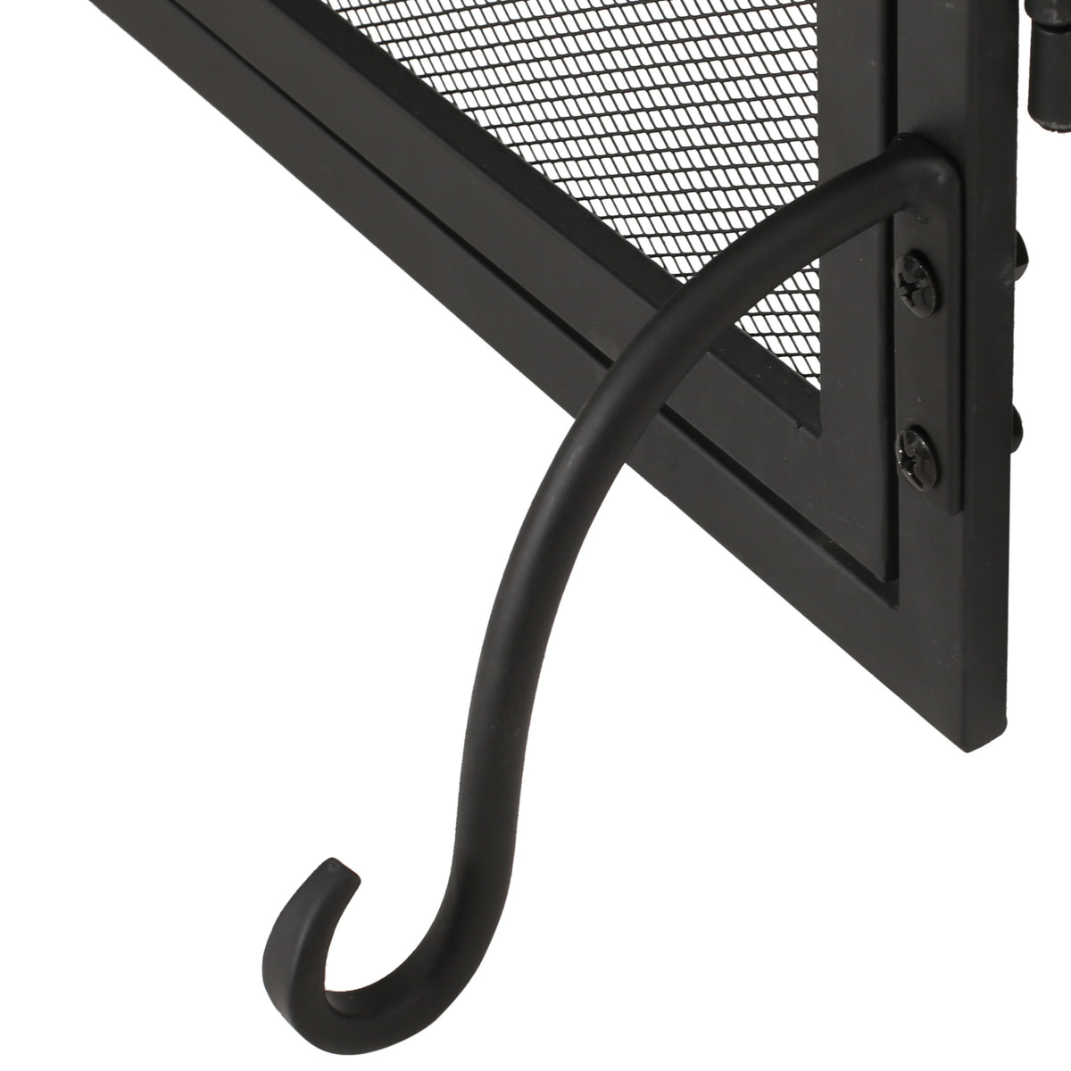 Iron Folding Fireplace Screen with Doors and 4-Piece Tool Set, Matte Finish, 50.5" x 5.5" x 32", Matte Black