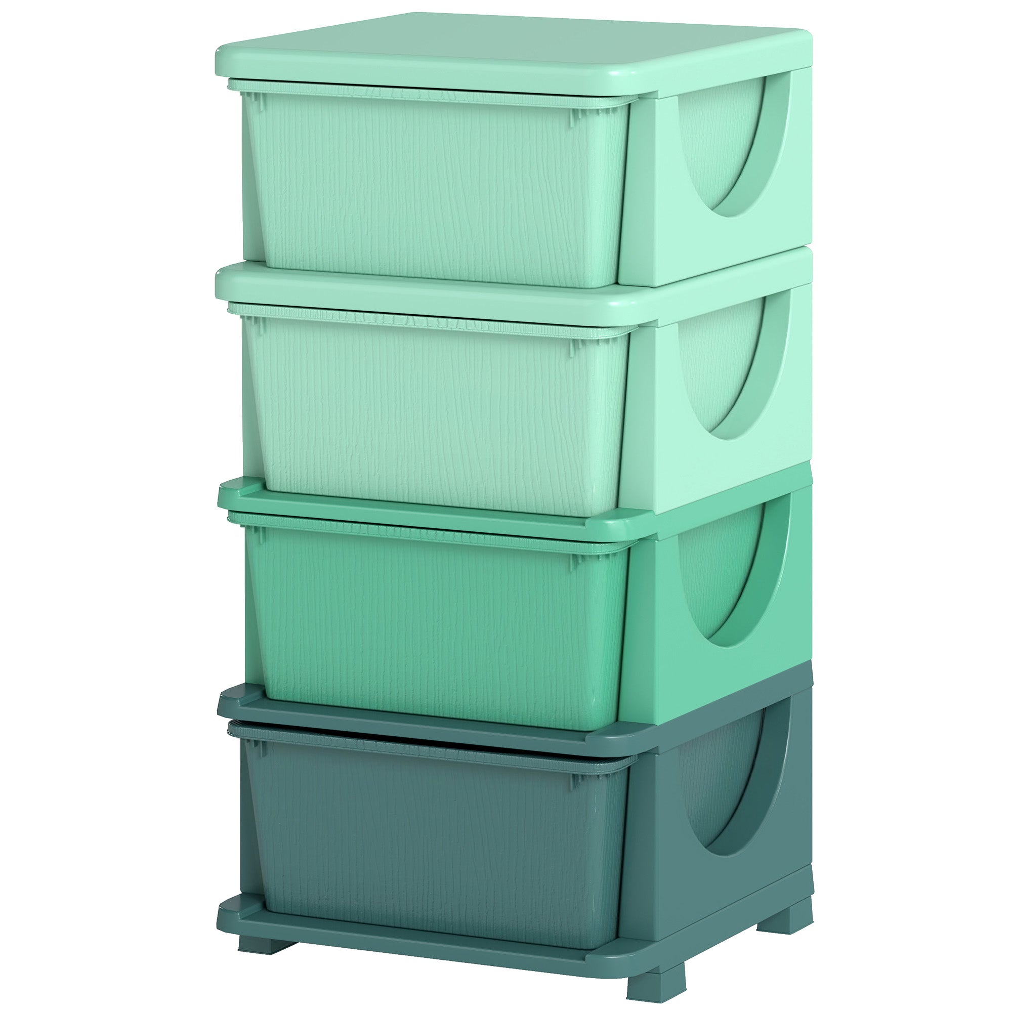 4 Tier Kids Storage Unit, Toy Organizers and Storage with 4 Drawer for Bedroom Nursery Living Room for Boys Girls Green