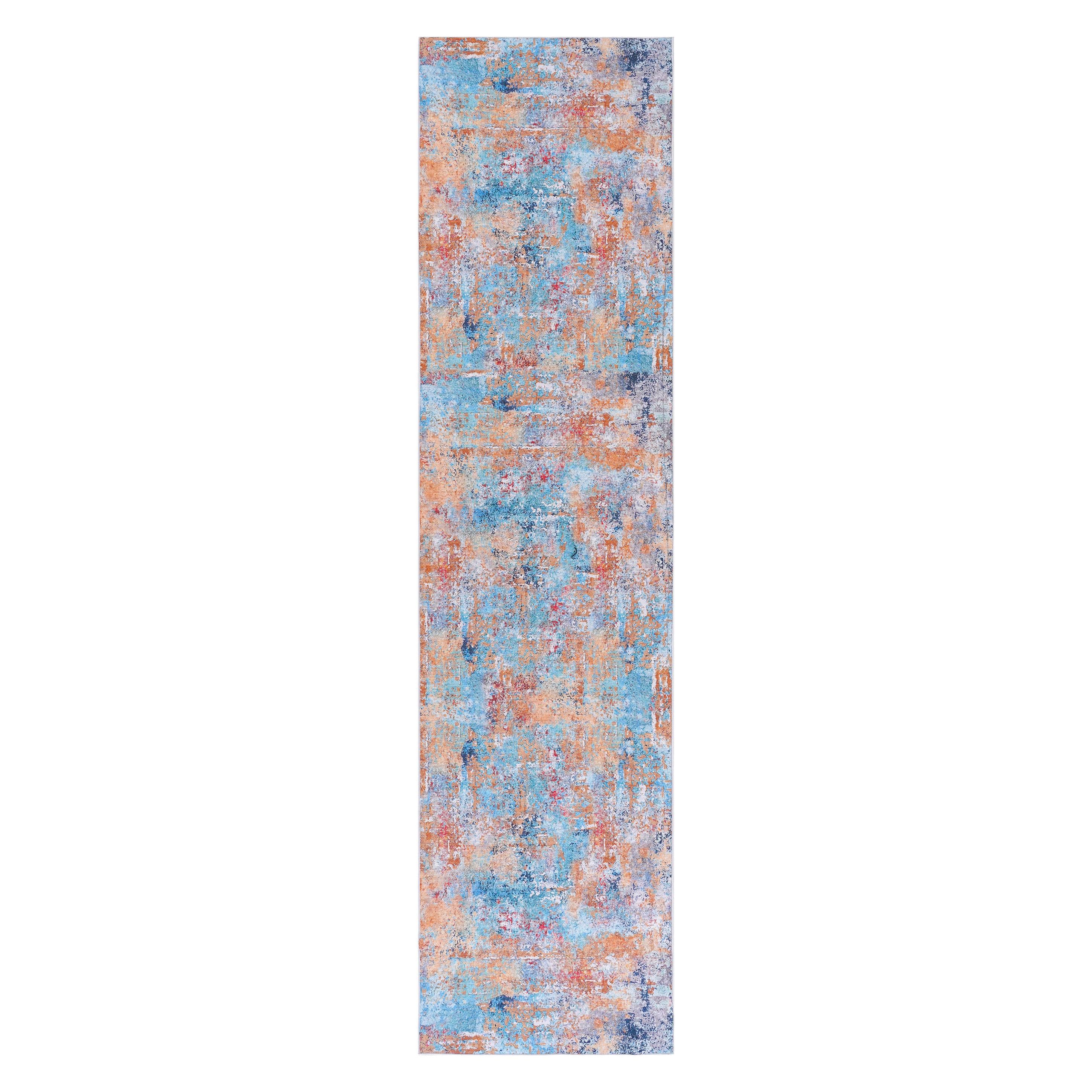 2x10 Machine Washable Area Rug with Low-Pile, Carpet for Living Room, Bedroom, Dining Room, 30" L x 120" W x 0.15" H, Multicolor