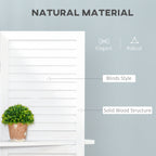 4 Panel 67" Tall Wood Privacy Screen Room Divider with 3 Shelves and Folding Storage for Bedroom, White