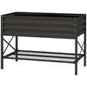 Galvanized Raised Garden Bed, Metal Planter Box with Legs, Storage Shelf and Bed Liner, Black