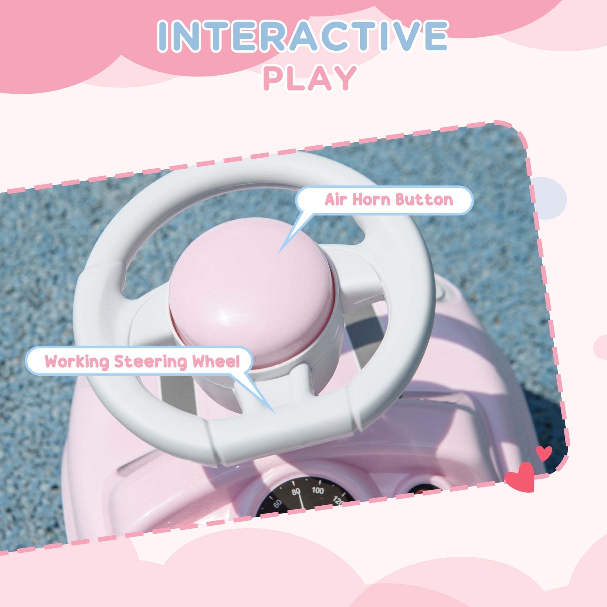 Foot to Floor Toddler Ride on Toy, Sliding Car w/ Horn, No Tip Anti-Over-Backwards System for 18-36 Months, Pink