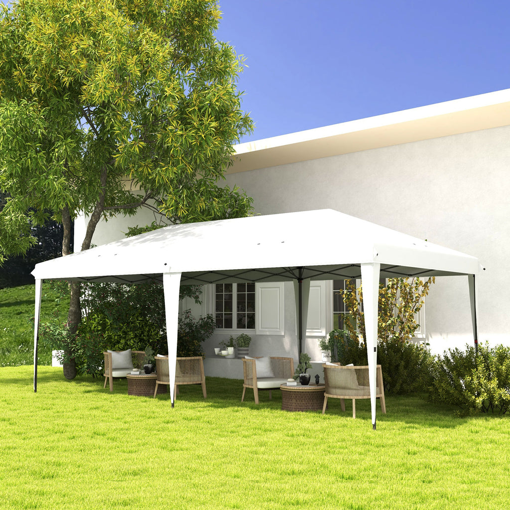 10' x 19.2' Outdoor Gazebo Pop Up Canopy Party Tent with Carrying Bag, White