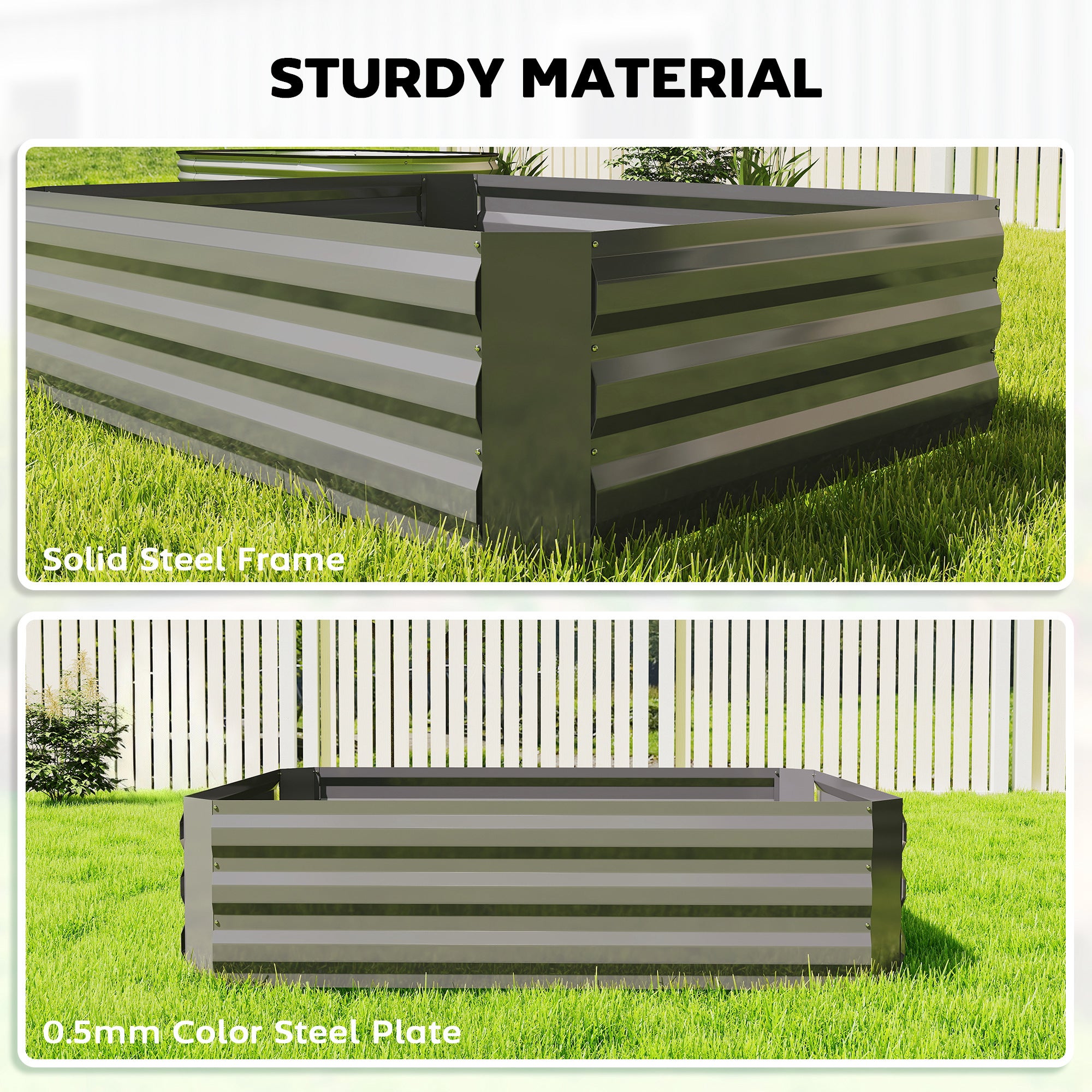 4 x 3ft Raised Garden Bed with Mini Greenhouse, Galvanized Raised Garden Bed with Cover, Clear and Dark Gray
