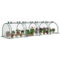 13' L x 3' W x 2.5' H Portable Tunneled Greenhouse with 4 Zippered Doors, Water/UV Fighting PVC Cover, Clear