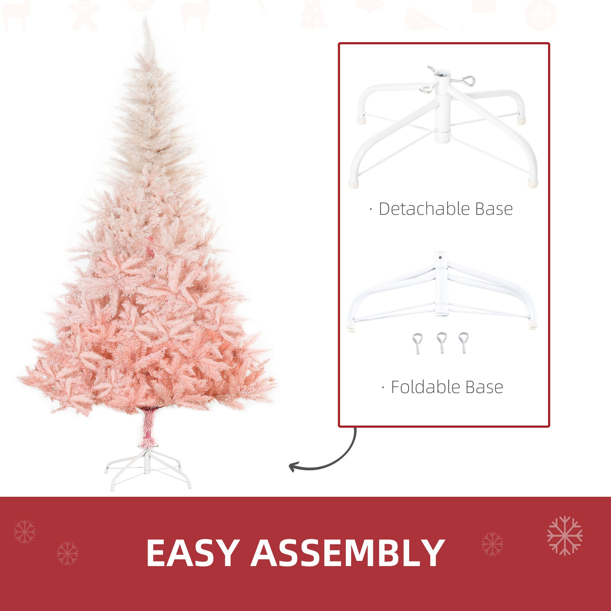 6ft Unlit Spruce Artificial Christmas Tree with Realistic Branches and 800 Tips, Pink