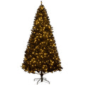 7.5 FT Tall PreLit Artificial Christmas Tree with Realistic Branches, 500 Warm White LED Lights and 1346 Tips, Black