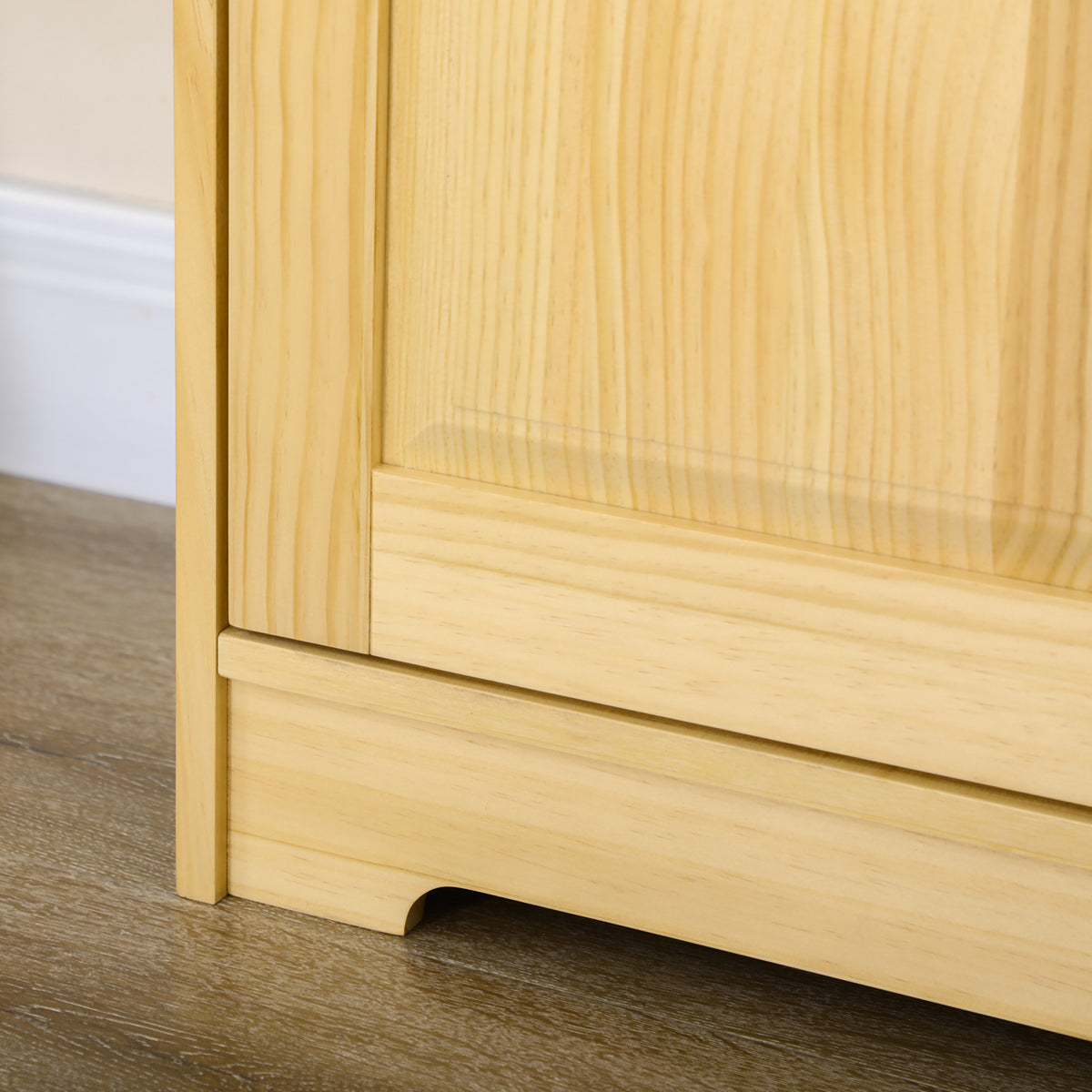 67" Pinewood Kitchen Pantry Storage Cabinet, Freestanding Cabinets with Doors and Shelves, Dining Room