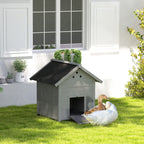 Duck Coop, Wooden Duck House with Openable Roof & Double Doors, Light Gray