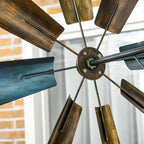 Windmill Weather Vane, Wind Vane with Bottom Shelf, Steel Windmill Head, Stained Wood