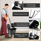Mop Bucket with Wringer on Wheels for Floor Cleaning, 27.5 Quart Down Press Wringer with Handle and Mop, Black